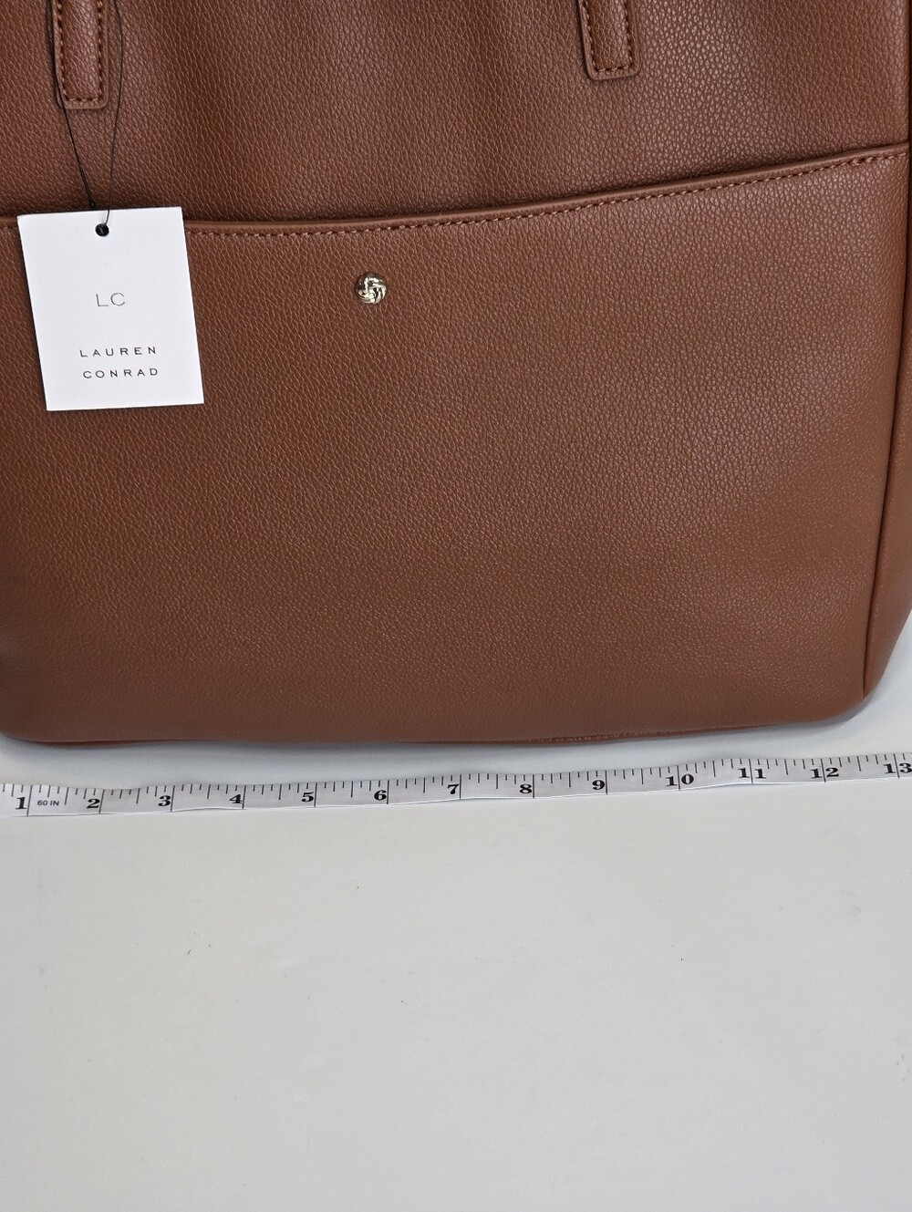 LC Lauren Conrad Cognac Brown Pebbled Tote - Picture 4 of 14